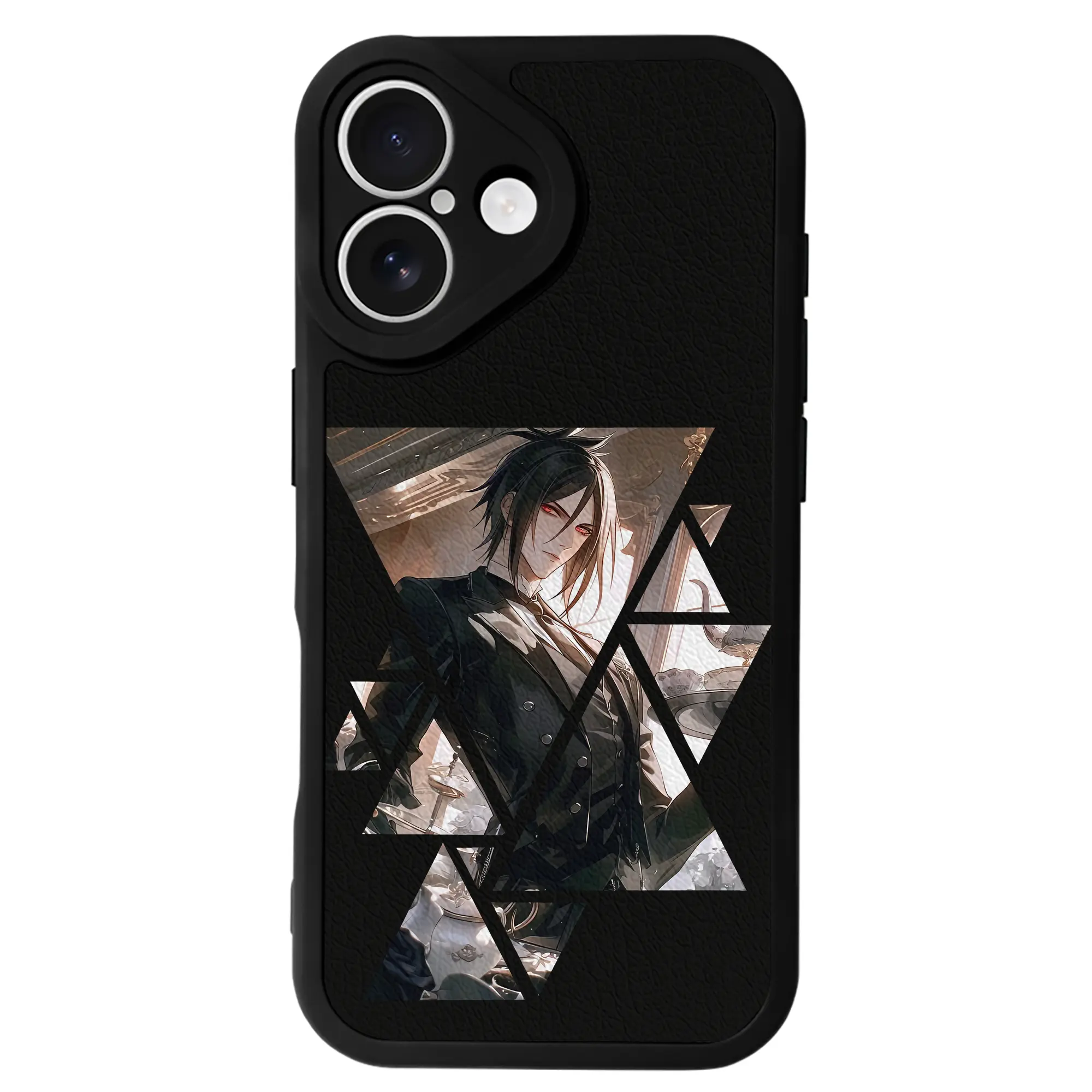 黒執事 グッズ,セバスチャン・ミカエリス - IPhone 16シリーズ対応 ・ シリコンスマホケース ・ レザー調 ・ 高精度フィット ・ 耐衝撃 ・ ワイヤレス充電対応 ・ 精密カット